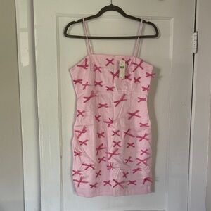Anthropologie Maeve Pink Bow Mini Dress